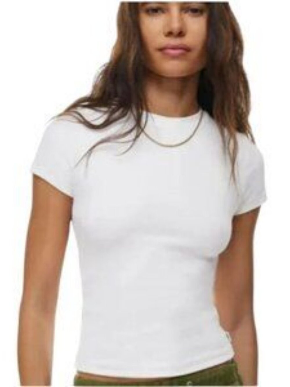 Aritzia TNA White Slim Ribbed Crew Neck Short Sleeve T-Shirt, Size XS